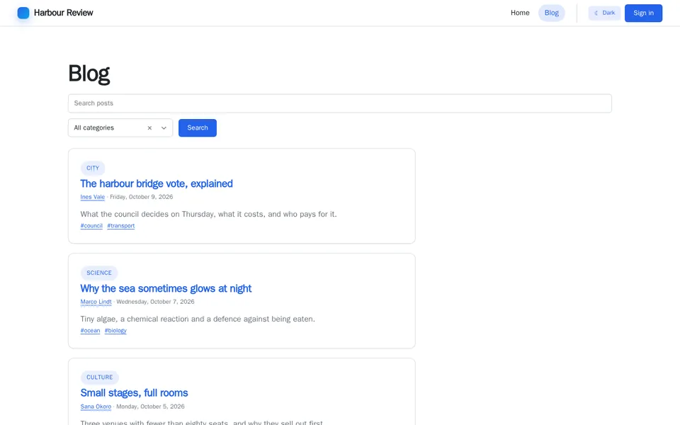 Example layout: Blog / magazine