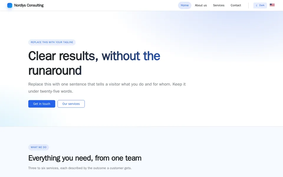 Example layout: Company web page