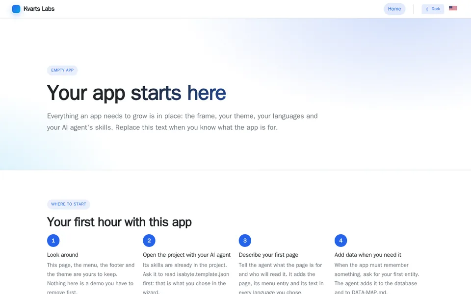 Example layout: Empty app