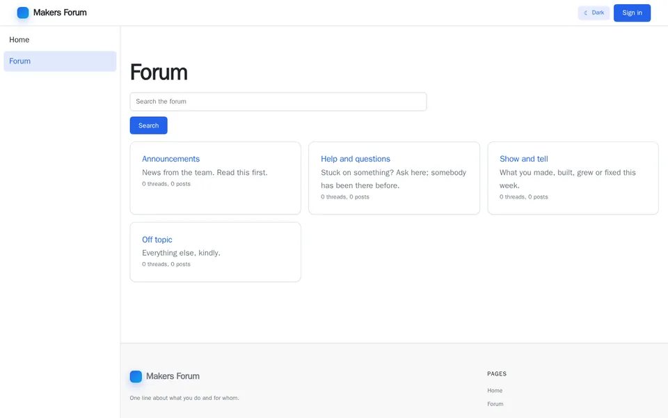 Example layout: Forum / community