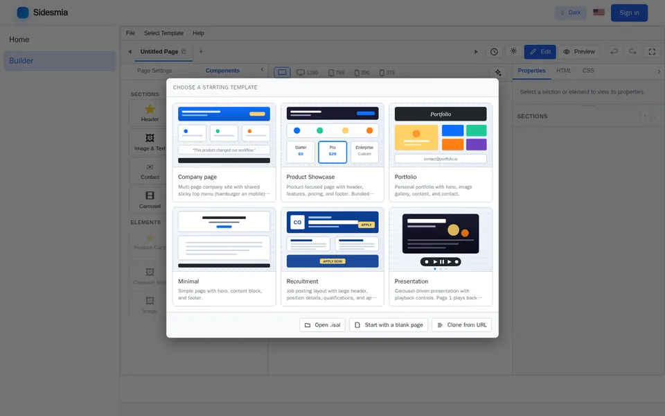 Example layout: Tools