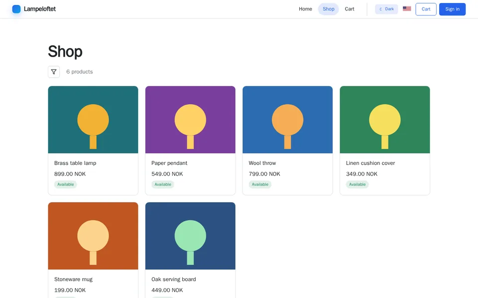 Example layout: Webshop
